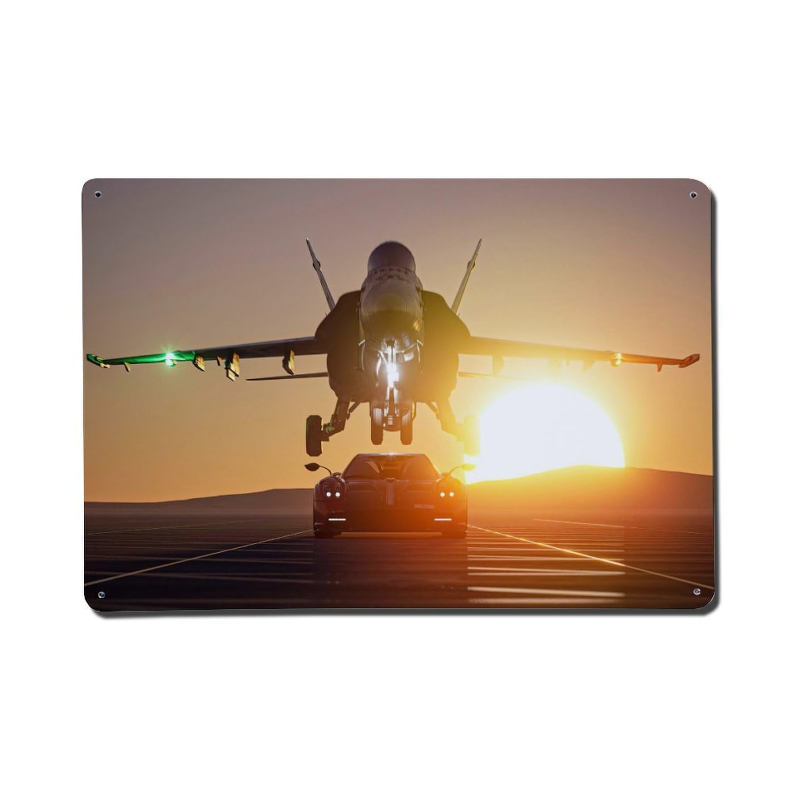 Hypercar Huayra Racing And Fighter F-18 Metal Tin Sign Plaque Wall Decor for Cafe, Club, Garden Metal Poster 8x12Inch