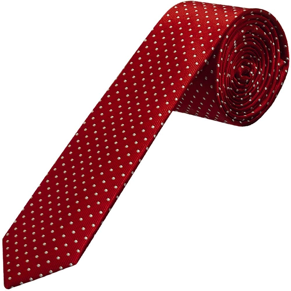 Ties R Us Men's Red And White Polka Dot Skinny Tie