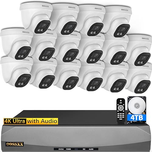 Miniatura 14 de OOSSXX Sistema de cámara de seguridad para el hogar 4K PoE para exteriores con audio, 8.0 megapíxeles con cable de vigilancia para exteriores,