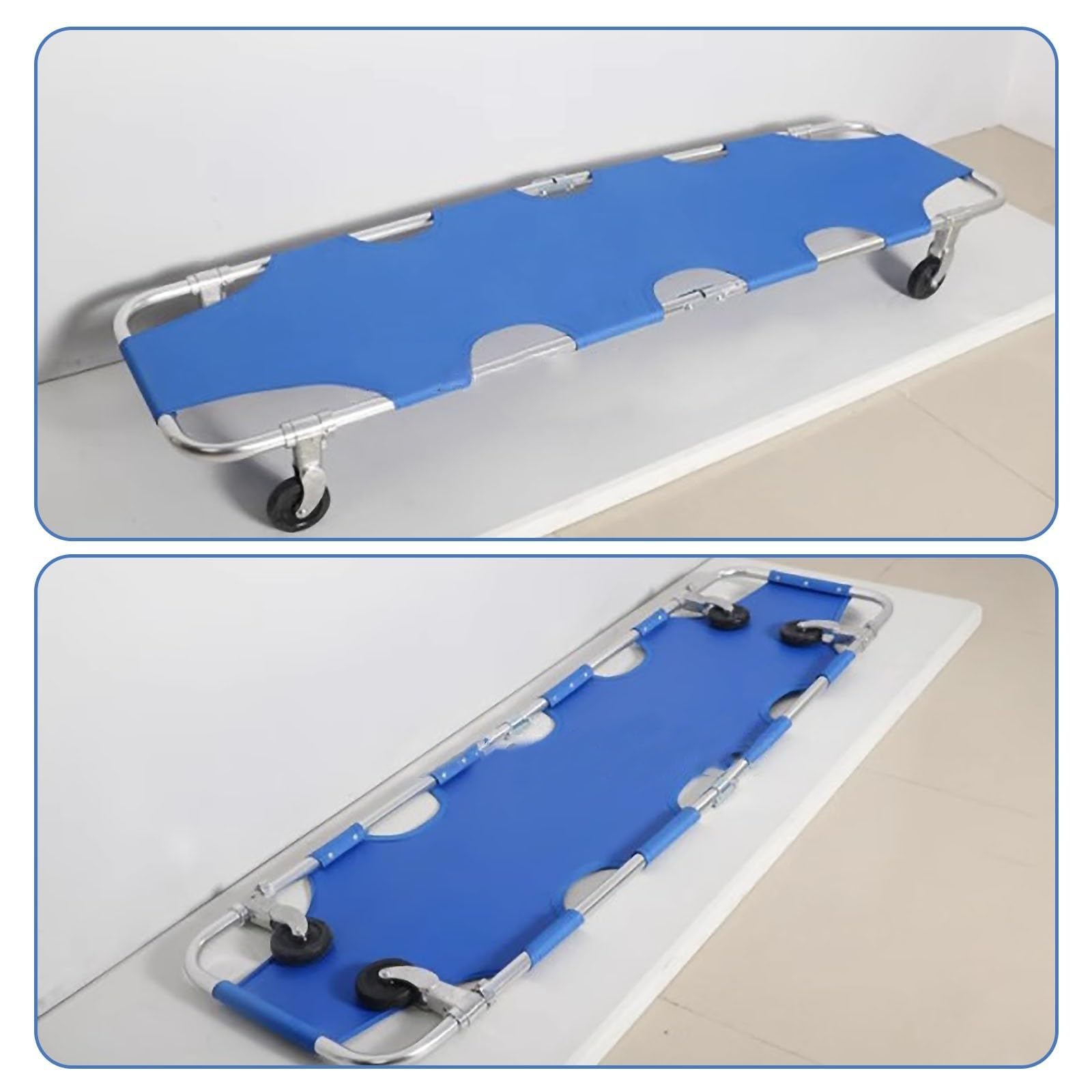 Tragbare Krankentrage, Klappbare Trage Aus Aluminiumlegierung, Mit 4 Rädern Und Gurt, Tragfähigkeit Bis Zu 159 Kg/350 Lb, Leicht Zu Tragen, Geeignet Für Krankenhäuser