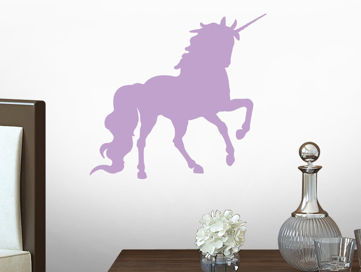Unicorn Silhouettes Style 1 - Lavender Wall Decal - 42 Inches W x 41 Inches H - Peel and Stick Removable Graphic