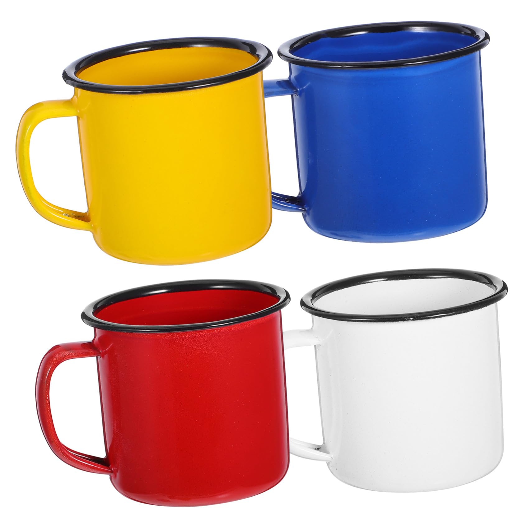 PartyKindom Vintage Emaille Kaffeebecher 4 Stück, Traditionelle Trinkbecher