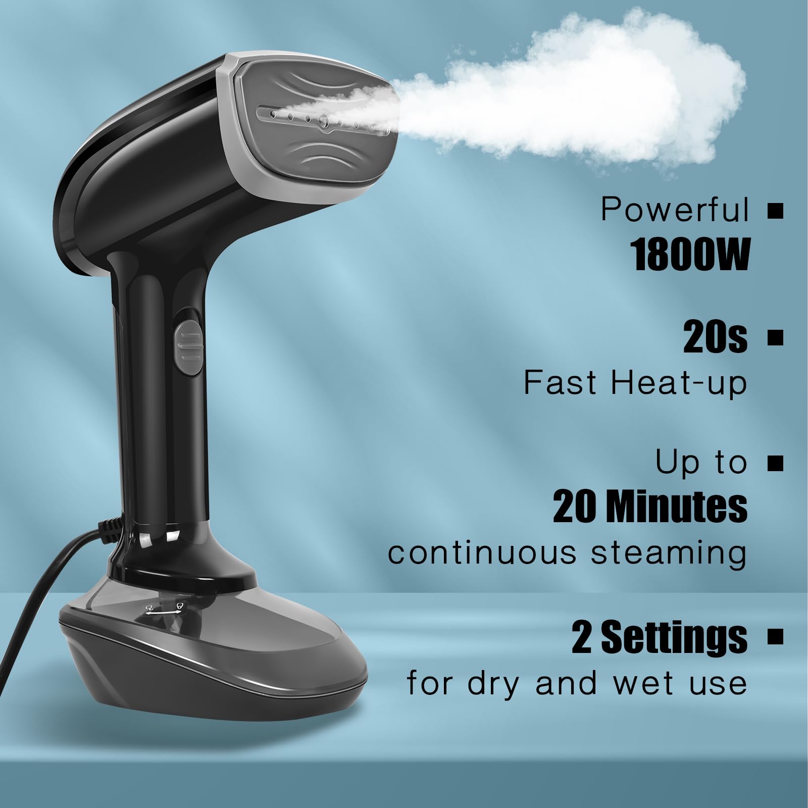 Vaporizador de ropa - 1800W con placa calefactora de cerámica rápida, vapor 25G/min, plancha de vapor 2 en 1, con tanque de 300 ml, cepillo de vapor y guante de planchado para oficina, hogar