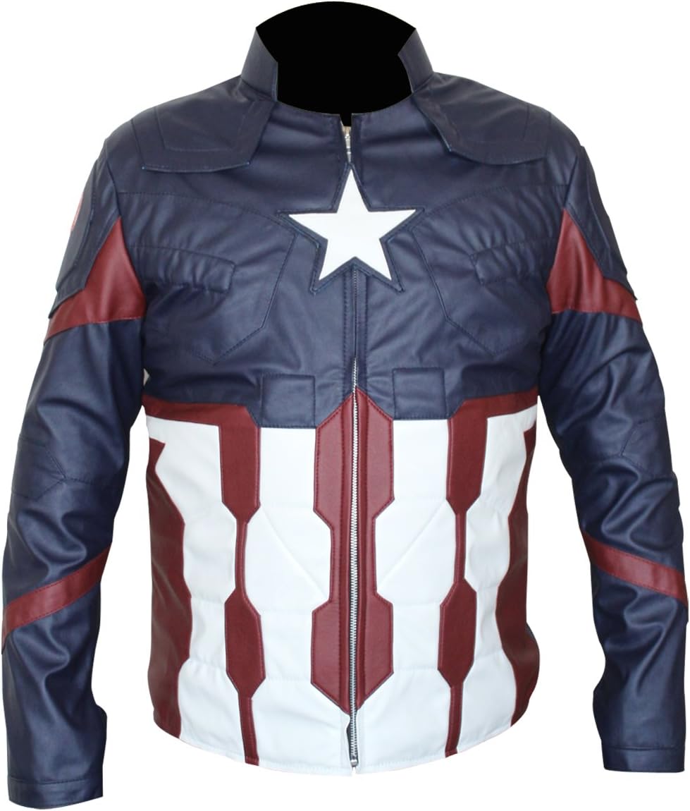 LEATHER ICON STORE New Superhero Blue & White Jacket for Mens