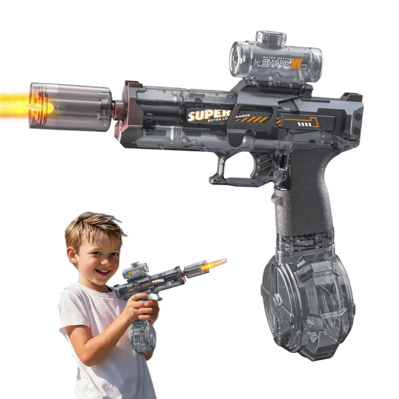 Electric Water Guns, Automatic Water Gun Pistols Long Range Motorized Water Gun with Led Lights Rechargeable Water Blaster for Pool Beach Party Water Pistols (Grey)