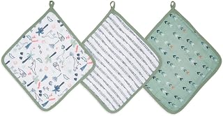 aden + anais Washcloths | 100% Muslin Cotton Bath Cloths | Super Soft, Set of 3, Dinotime