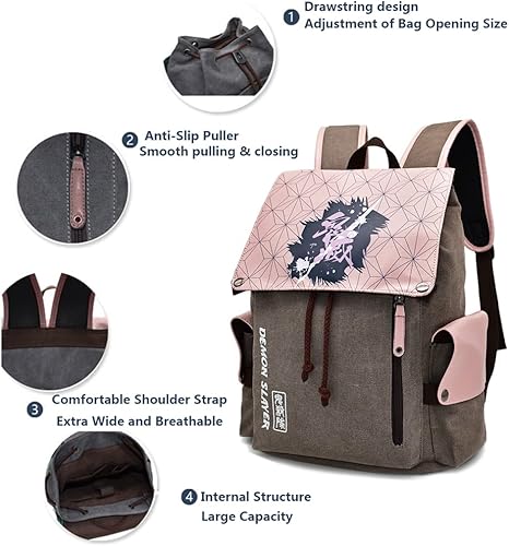 Miniatura 4 de Lukvuzo Mochilas japonesas de anime de lona, bolsa de hombro con impresión 3D, mochila escolar para portátiles y fanáticos del anime, Mochilas