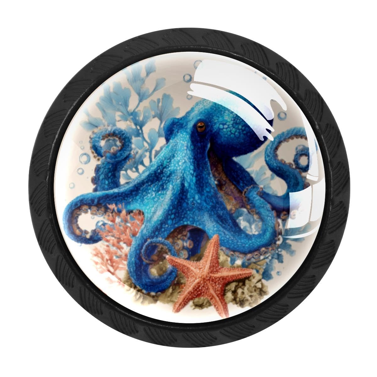 Heoeh Multi 15 4 Pcs Cabinet Knobs, Blue Octopus Starfish Drawer Knobs Dresser Handles