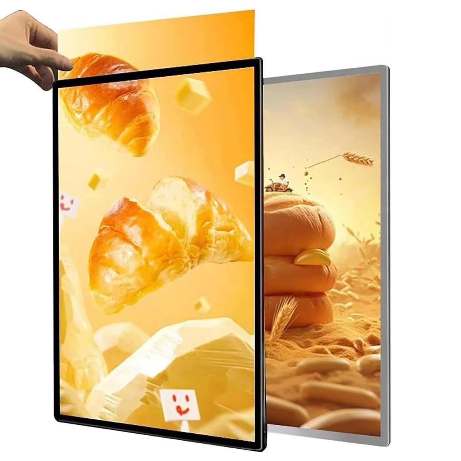 Caja De Luz LED Ultradelgada, Tablero De Menú Retroiluminado Montado En Pared/techo, Pantalla De Marco Publicitario Enchufable For Tiendas, Restaurantes Y Bares(Silver,60 * 80CM)