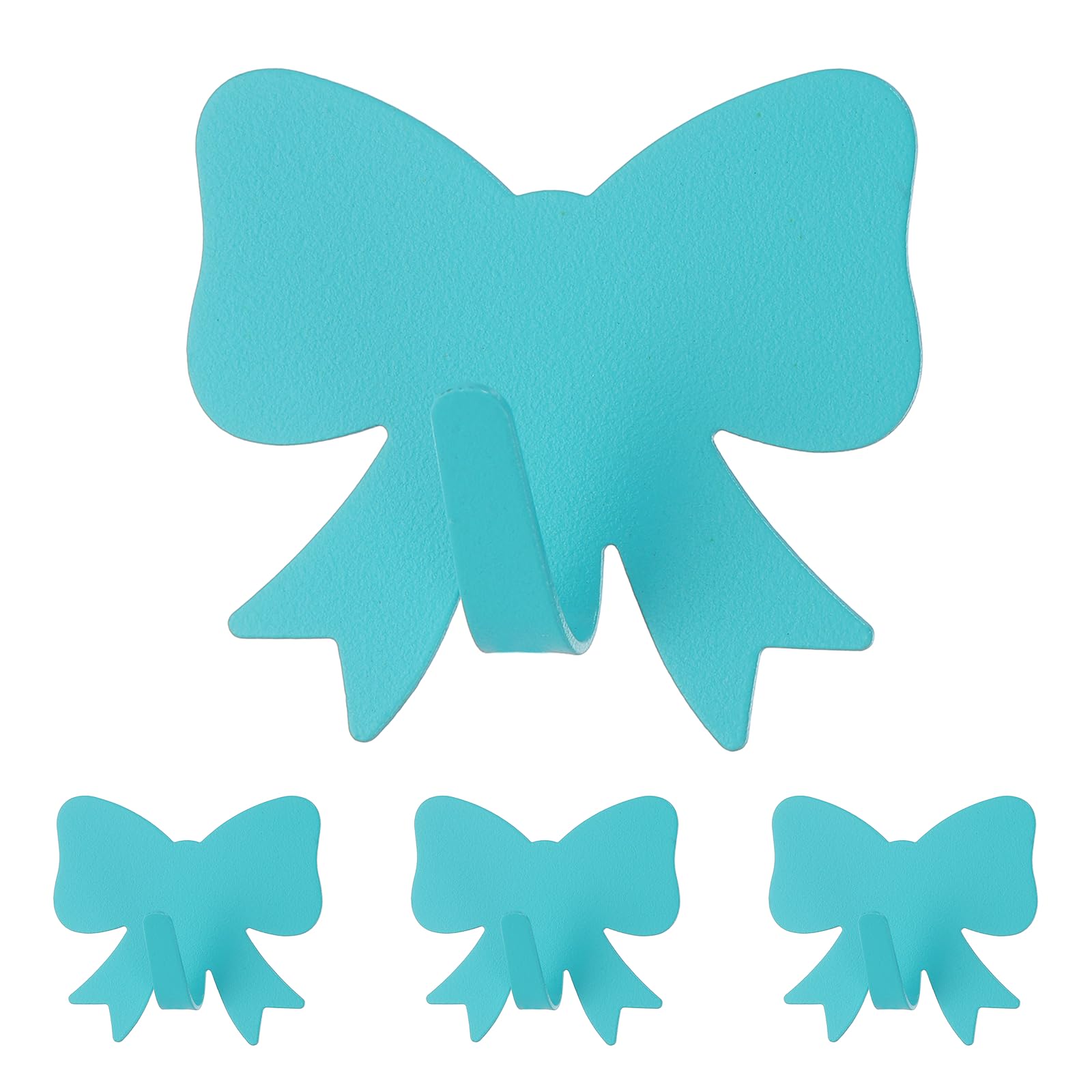 sourcing map 4Pcs Bow Knot Decorative Wall Hooks, Metal Self Adhesive Towel Hook Heavy Duty Sticky Wall Hangers for Bathroom, Kitchen, Home and Office Hanging Keys, Coats, Blue