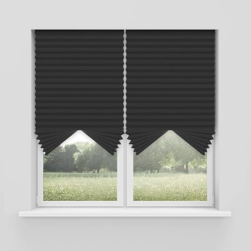 Miniatura 10 de Foiresoft Persianas de tela plisadas sin herramientas, persianas temporales autoadhesivas, sin taladrar, fáciles de cortar e instalar, recortar en