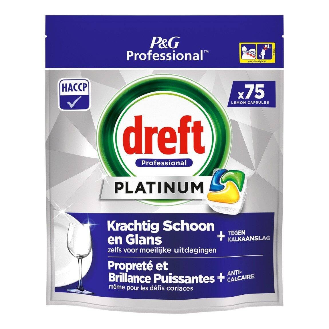 Dreft Platinum Tabletki do zmywarki All-in-One, cytrynowe, 75 szt.