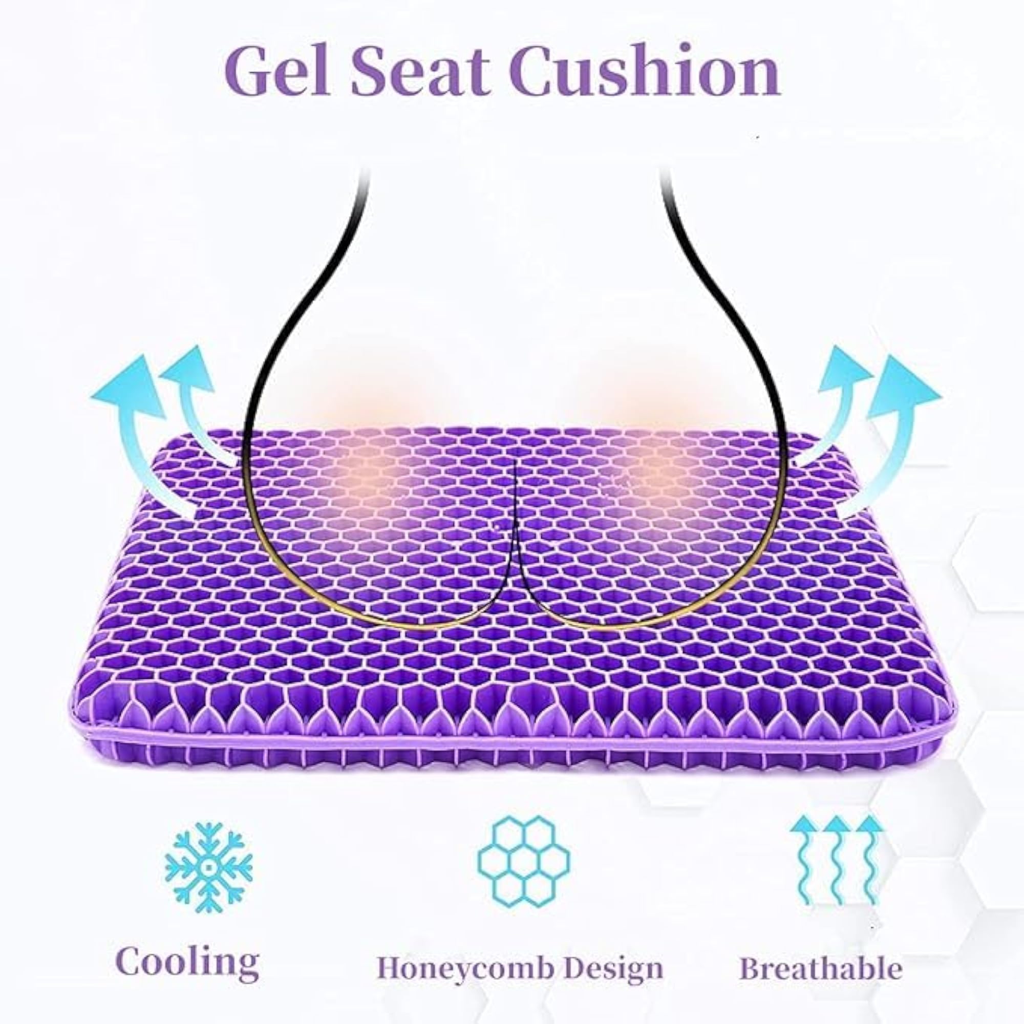 Extra Large Gel Seat Cushion, Thick Egg Honeycomb Design