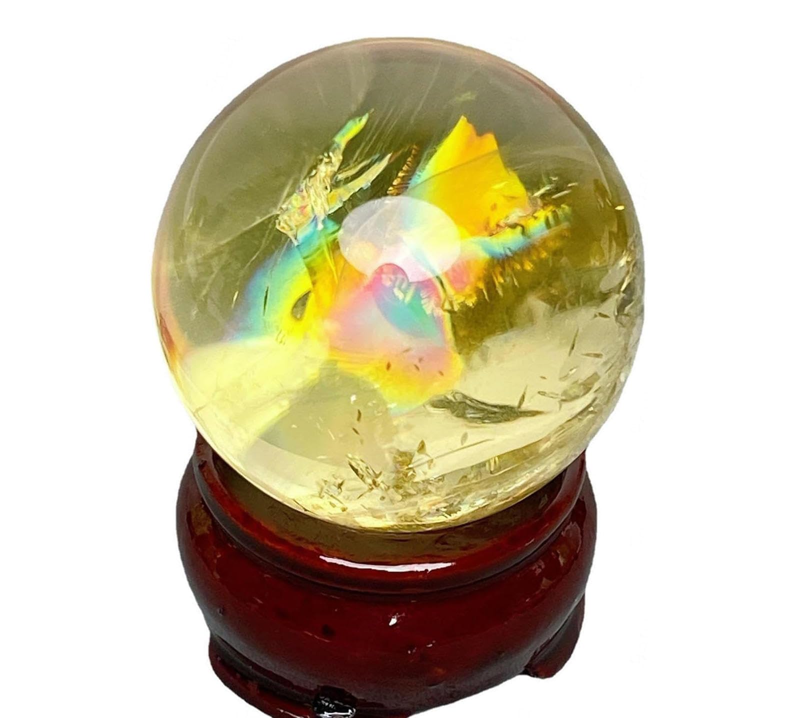 LHAOEEEYG Polished Citrine Colorful Rainbow Crystal Stone Sphere Gemstone Ball for Decoration and Feng Shui Home Decor,55-58mm