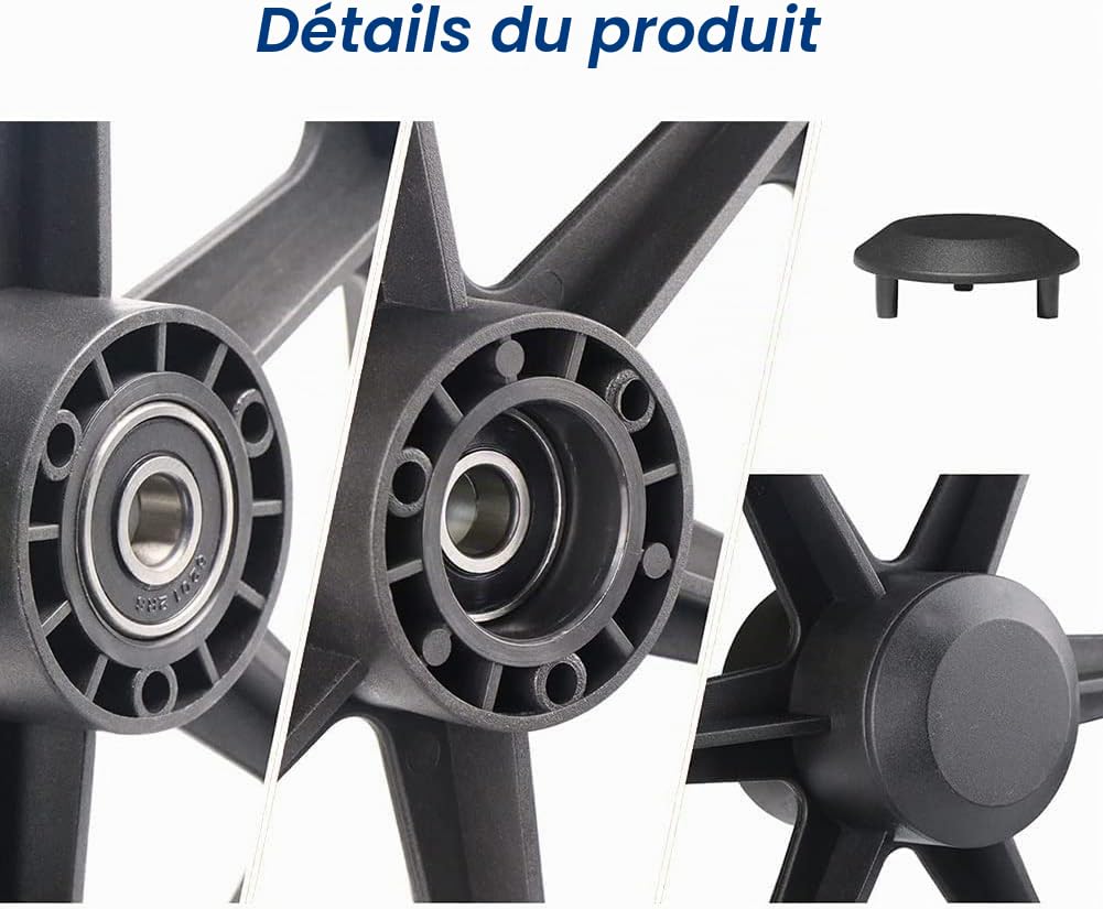 Ensemble de Roues Arrière pour Fauteuil Roulant 12 Pouces, 12 1/2 X 2 1/4, Roues de Rechange, Pneus Pleins Gris, Accessoires de Roue Arrière pour Fauteuils Roulants Manuels, Roulement: 12 mm