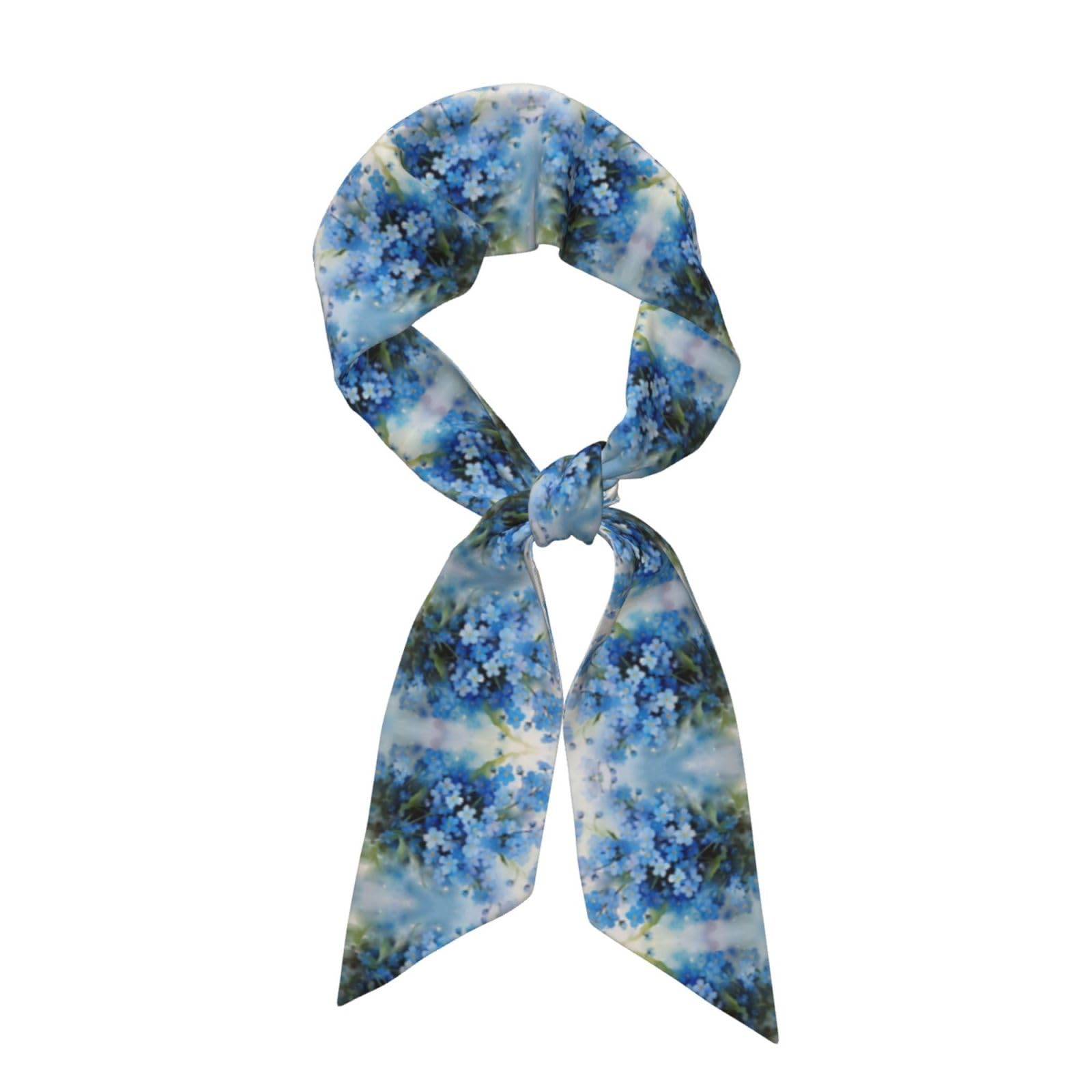 Ywsotre Unisex As Picture Watercolor Forget Me Not Flowers, Neck Scarves, Neckerchief Headband, Women's Fashion Scarf