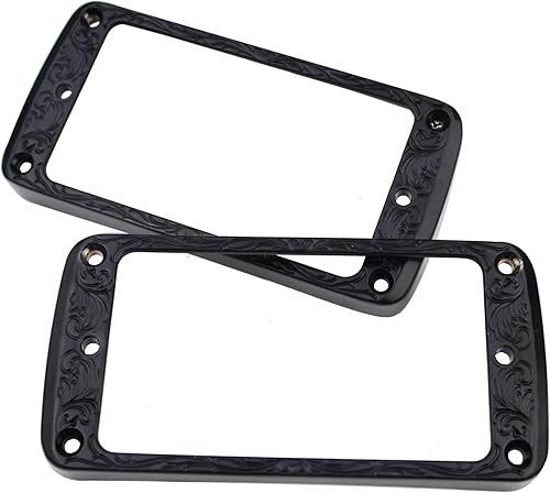 Miniatura 5 de Guyker Juego de anillos de montaje Humbucker de metal con parte inferior curvada  Reemplazo de marco de cubierta de pastillas para puente y cuello,