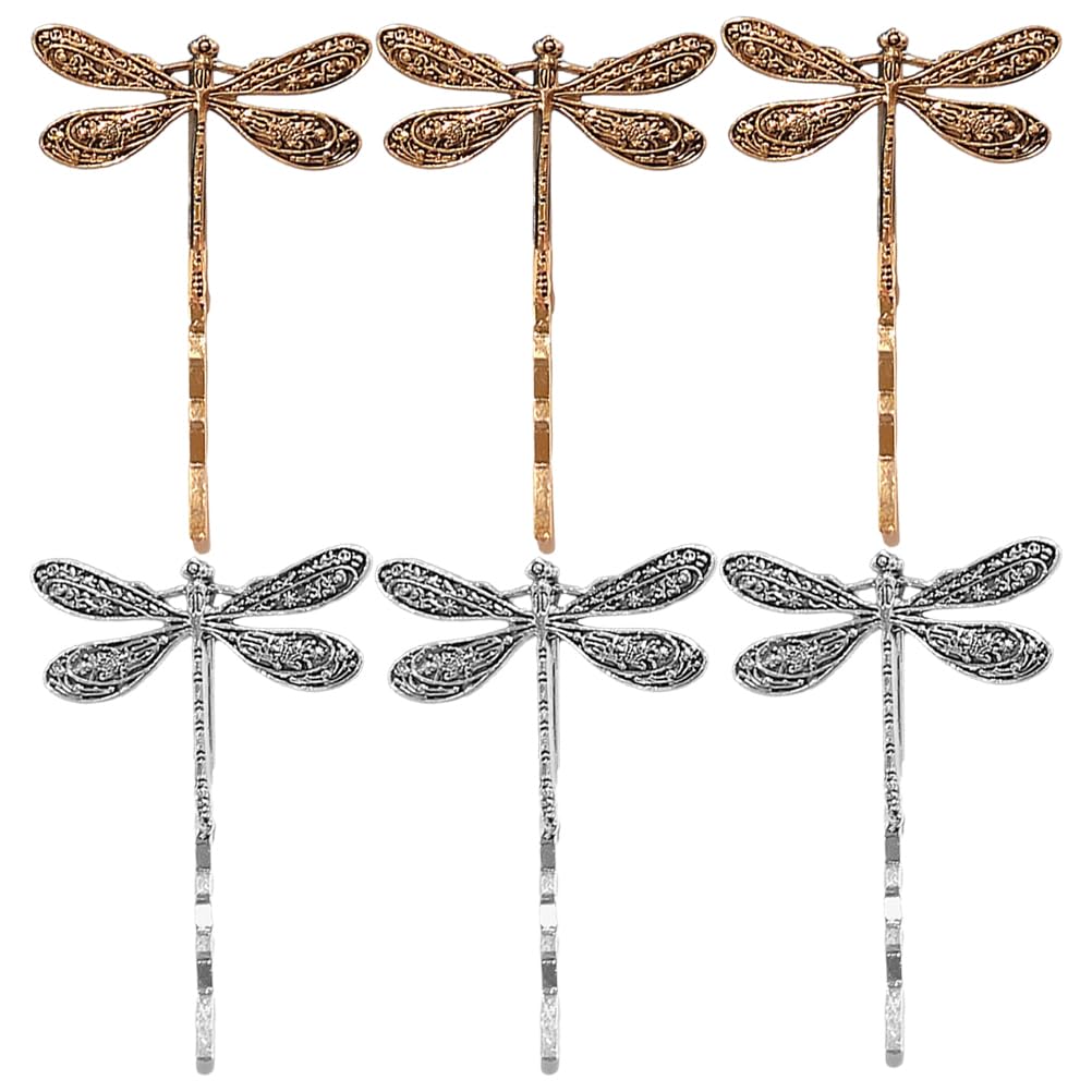 Beaupretty 6 PCS Dragonfly Hair Clips Dragonfly Hair Pins Vintage Hair Clips Metal Bobby Pin Side Clip Dragonfly Hair Barrettes for Women