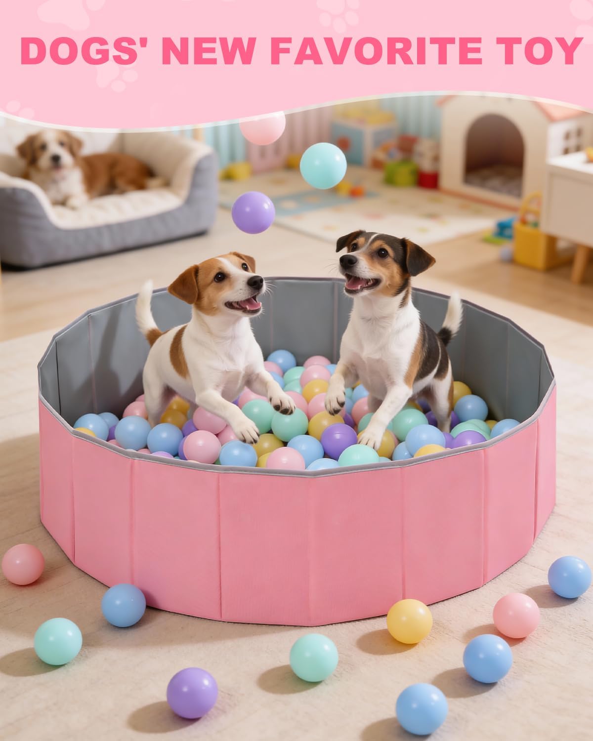 Dog Ball Pit, Foldable Balls Pit for Dogs, Ball Pit for All Types of Dogs, Foldable Play Pit for Dog Indoor and Outdoor Games, Party Toys Gifts(40inches in Diameter,No Ball Included) (Pick)