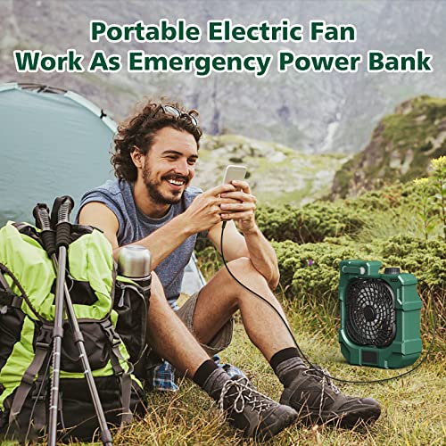 Camping Fan - Rechargeable Camping Fans for Tents Battery Operated Work as Power Bank - USB Fan Camping With LED Light & 270° Auto Rotation - Portable Fan for Camping Outdoor Travel Picnic Fishing - Image 4
