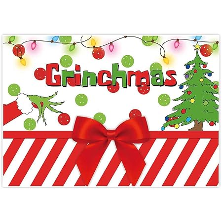 Allenjoy 7x5ft Merry Grinchmas Party Banners Backdrop Christmas Supplies Winter New Year Santa Background Baby Shower Children First Birthday Decorations Studio Photography Props Photo Booth Favors