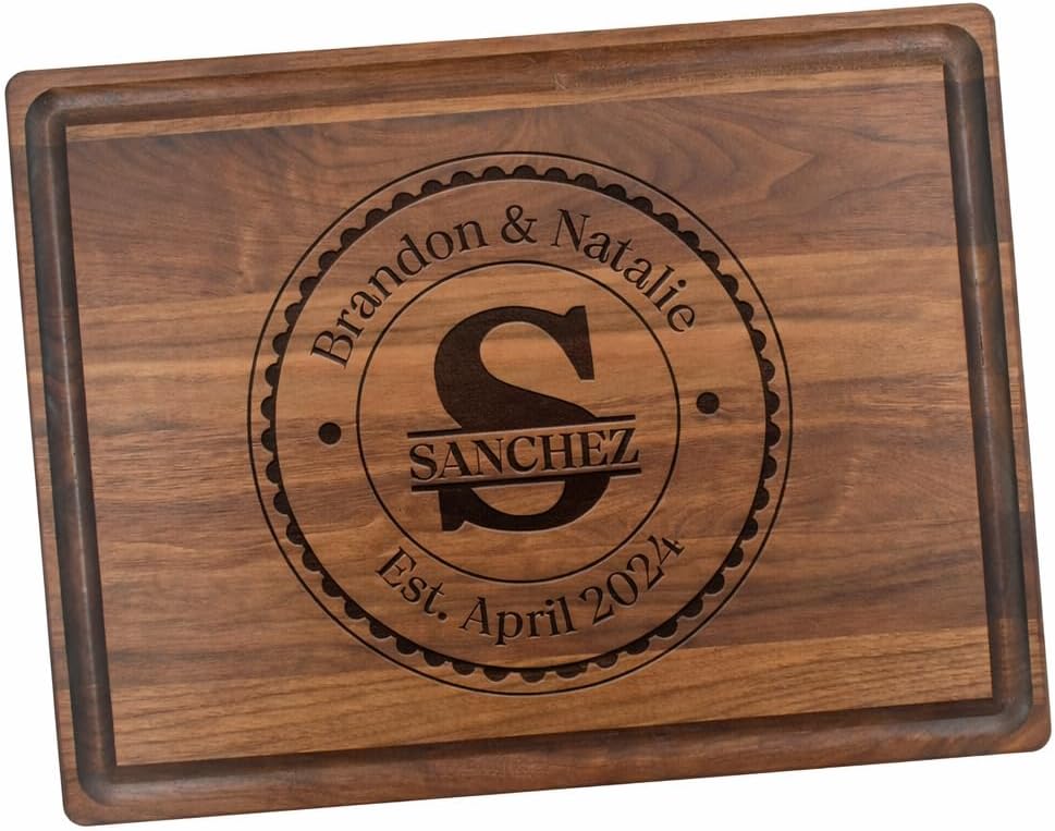 Personalized cutting board – Custom Engraved Name Wooden Cutting Board, Cutting Board for Kitchen, Heavy Duty Chopping Board for Meat, Vegetables, Cheese, House Warming Gift (Cherry)