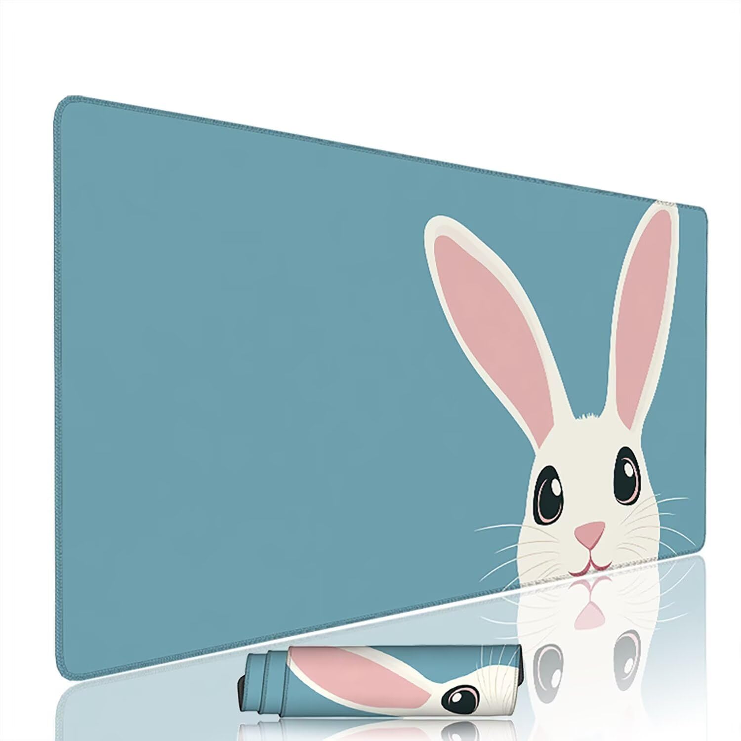 Turkusowa podkładka pod mysz pod mysz pod mysz do gier XXL 1400 x 600 x 3 mm podkładka pod mysz gumowa królik duża podkładka pod rękę dla graczy akcesoria wodoodporne PC, do klawiatury laptopa w-1932