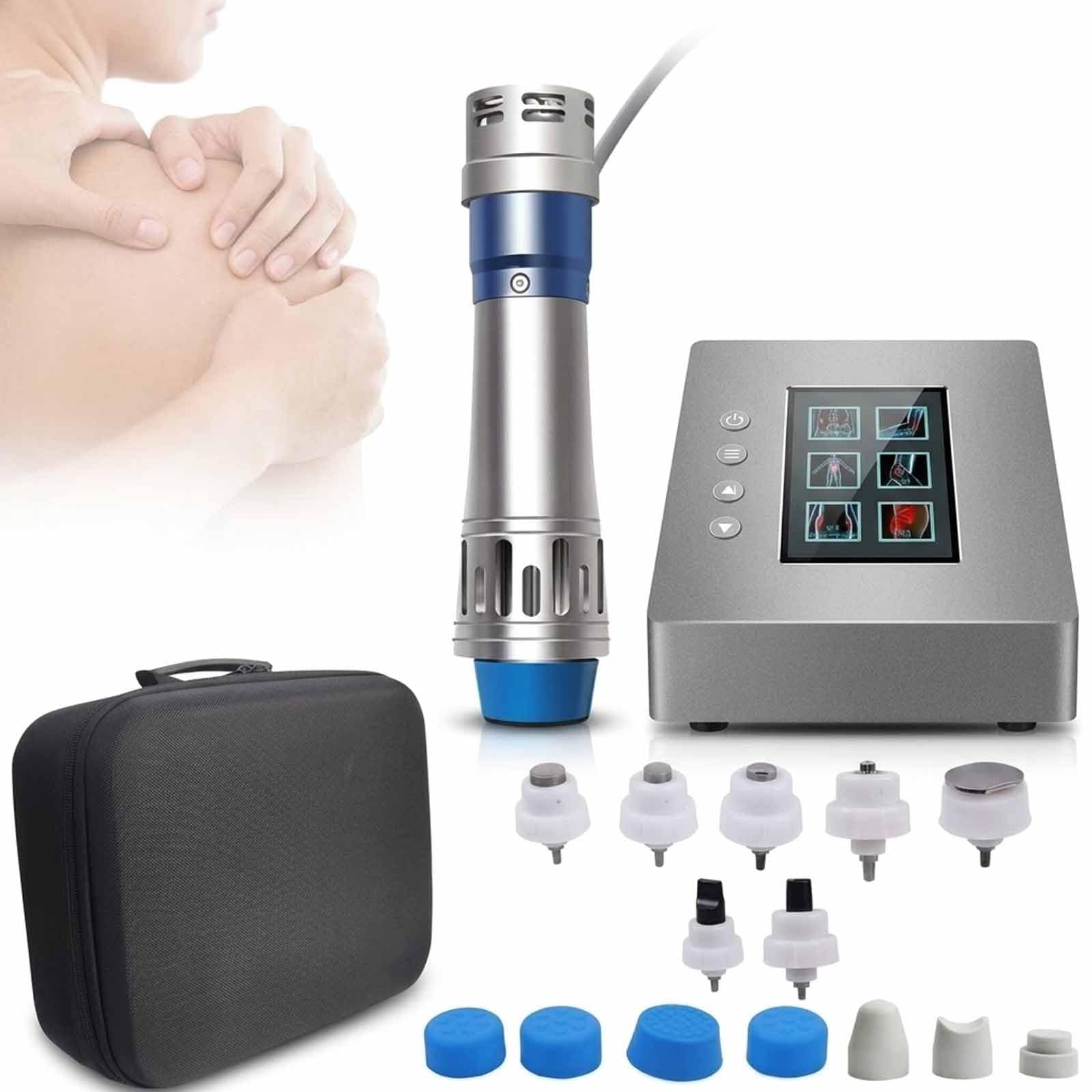 MObyat Dispositivo per Terapia A Onde Durto Focalizzate, Macchina per Terapia A Onde Durto per Alleviare Il Dolore, Massaggiatore Muscolare Profondo con Borsa, 12 modalità Regolabili in Modo