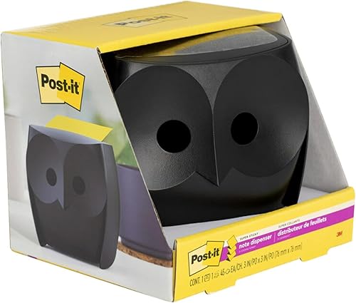 Miniatura 2 de Post-it Dispensador de notas de búho, incluye 1 bloc de notas emergentes Post-it de 3 x 3 pulgadas, 45 hojas (OWL-330-BK)