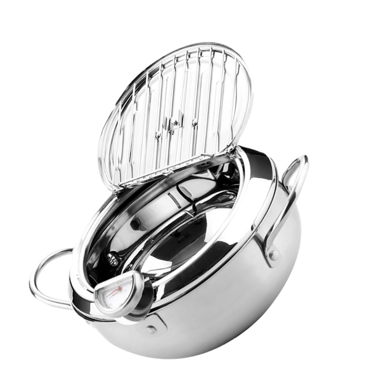 Deep Fryers Induction Hob Ready Lightweight Stainless Steel Frying Pot Temperature Gauge for Deep Frying