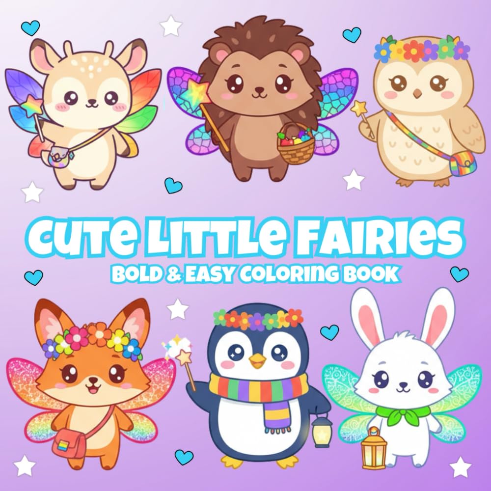 Cute Fairy Animals: A Bold & Easy Coloring Book of Magical Woodland Creatures, Fairy Wings & Cozy Enchanted Adventures (Bold & Easy Animals)