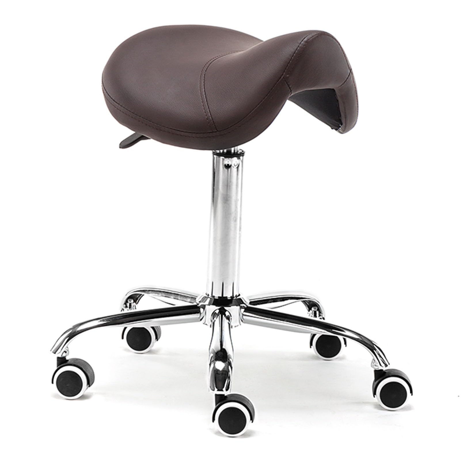 Tabouret ergonomique à roulettes réglable marron pour bureau