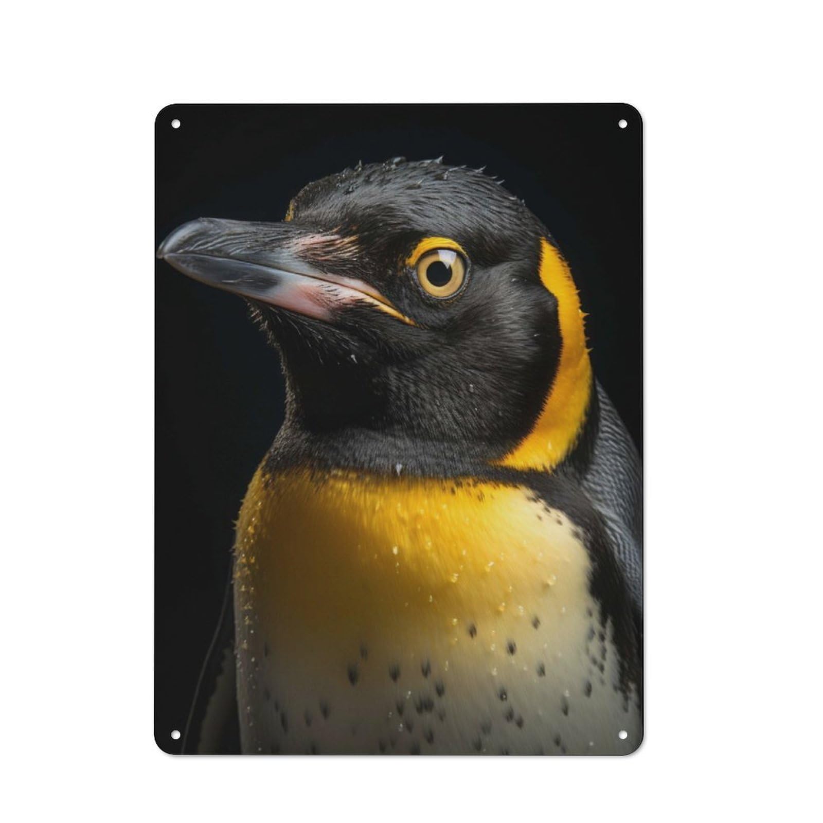 Junmoney Cool Penguin Portrait Modern Retro Metal Wall Art Sign 40X30cm, Studio Wall Art For Modern Home, Workshop, Office Or Cafe