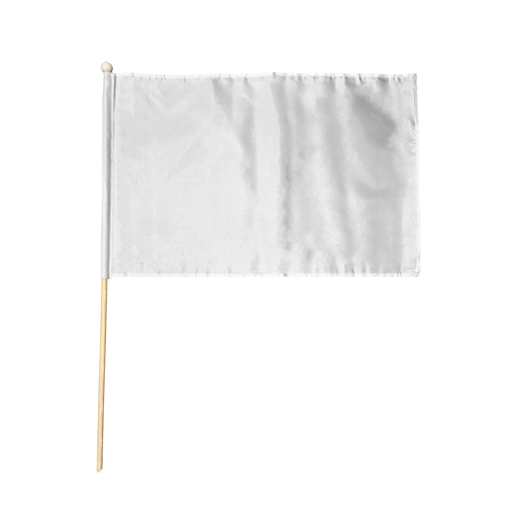 Flagtex Plain White Pack of 12 Hand Waving Flag (18x12 Inch Large) - Premium Wooden Stick Hand Flag Big Size Natural Wood Pole Solid Color Blank Flag Events Sports Parades