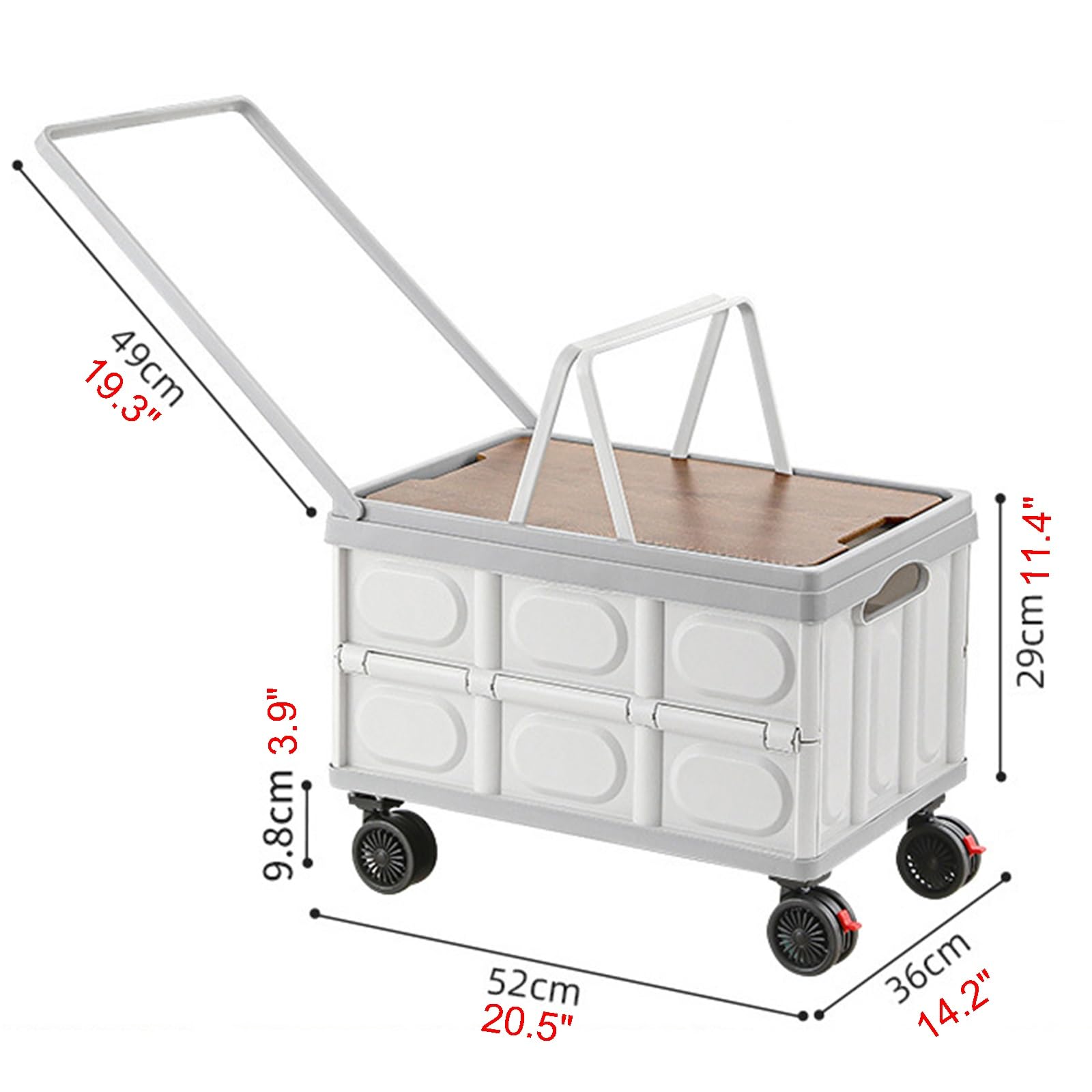 Outdoor-Camping-Aufbewahrungsbox mit hohlen Griffen, tragbarer Hand- oder Ziehwagen, abnehmbarer Holzdeckel, 18 l Fassungsvermögen, für Campingausrüstung und Zubehör