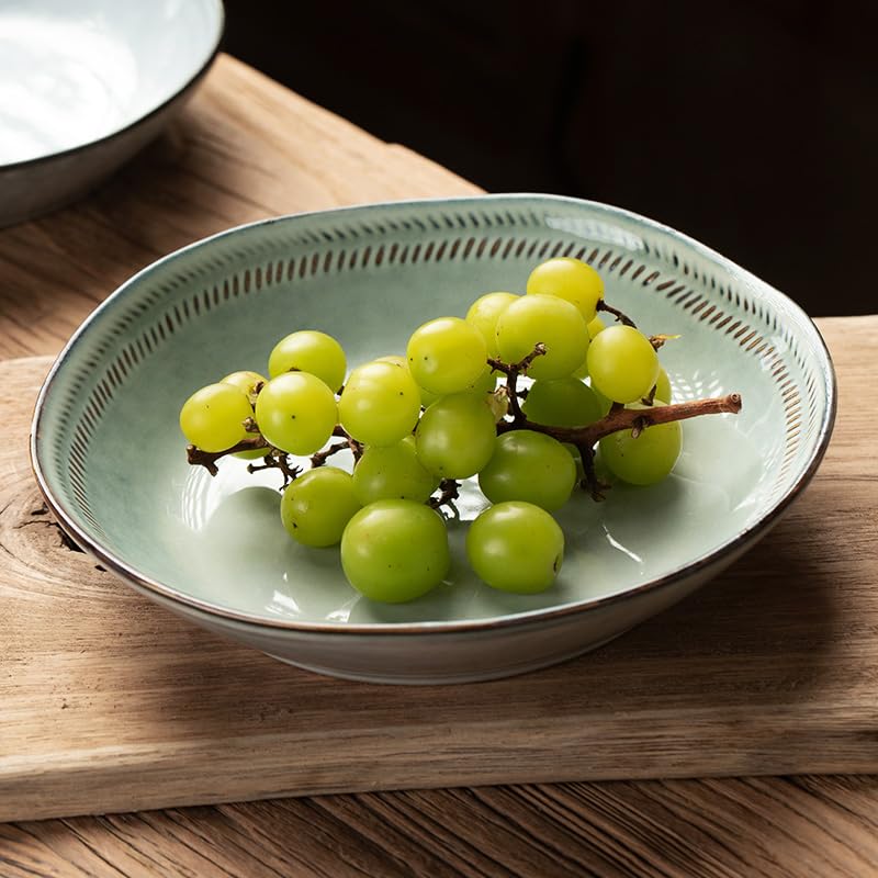Talerze retro ceramiczna duża miska na owoce retro duża miska na warzywa o dużej pojemności talerze obiadowe (B, 7 szt.)