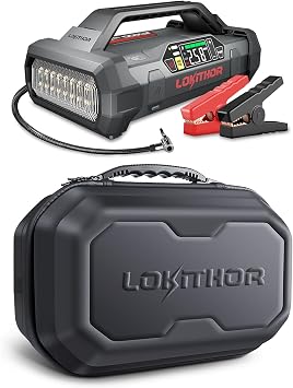 LOKITHOR JA400 1750A 12V Jump Starter with Air Compressor, 60W Two-Way Fast Charing and JA Bag EVA Protection