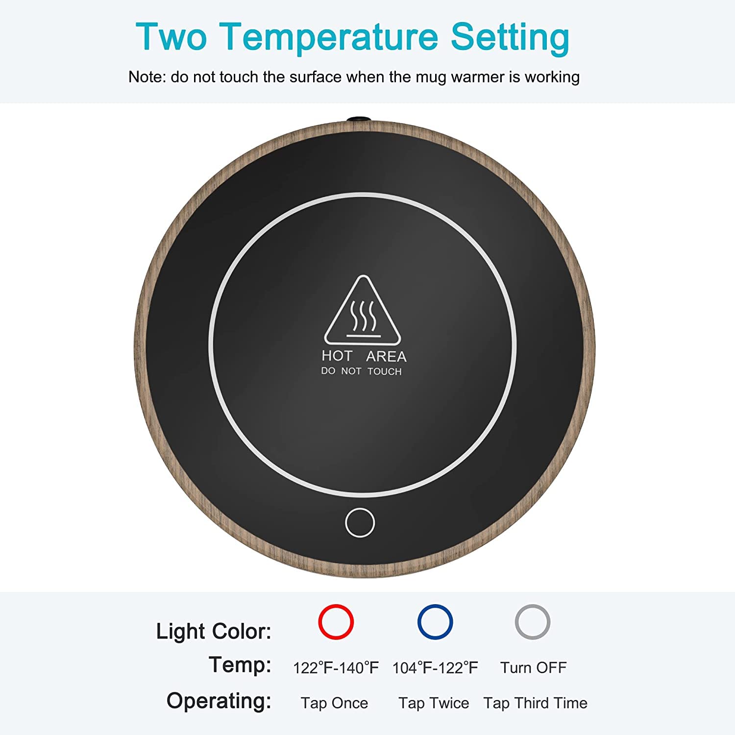 Calentador de Taza de café eléctrico, con 2 ajustes de Temperatura (hasta 140 F) EU Enchufe, YONGYAO Calentador Taza Cafe para Escritorio de Oficina, Calentador Taza Calentador de té, Leche