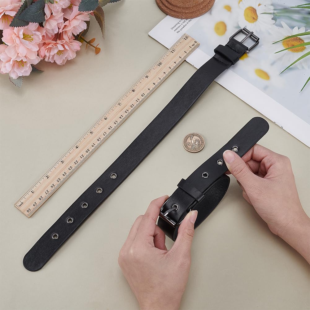 FINGERINSPIRE 2 Pcs Traditional Kilt Extender Straps Leather Cuff Belt Buckles 2.5x40.7cm Black PU Leather Adjustable Belt with Metal Square Buckle Women's Belt for Coat Jacket Dress Bags DIY Craft - Image 3