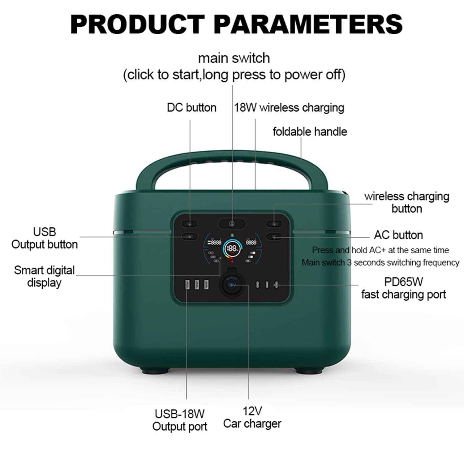 Mini Centrale électrique Portable, Batterie de Secours au Lithium 1050 Wh, Prises Secteur 1200 W, Ports CC et USB, générateur Solaire pour Camping, Voyage, Chasse, Urgence, 100 V
