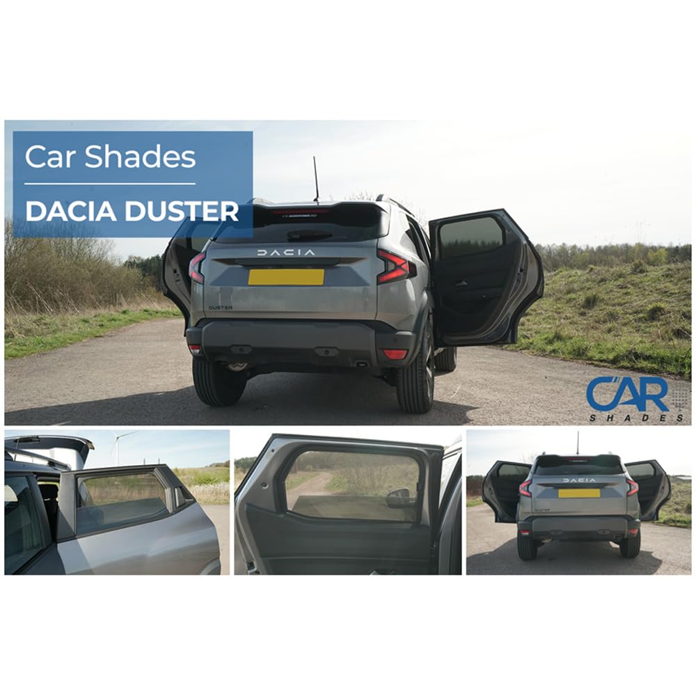 CAR SHADES Set (Porte Laterali Posteriori) Compatibile con Dacia Duster III 2024- (2-Parti) Tendine Parasole su Misura
