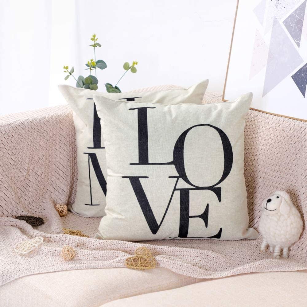 KUNQIAN - Set di 4 federe per cuscini in lino spesso e resistente, per divano, casa, soggiorno, letto, ufficio, auto, 45 x 45 cm