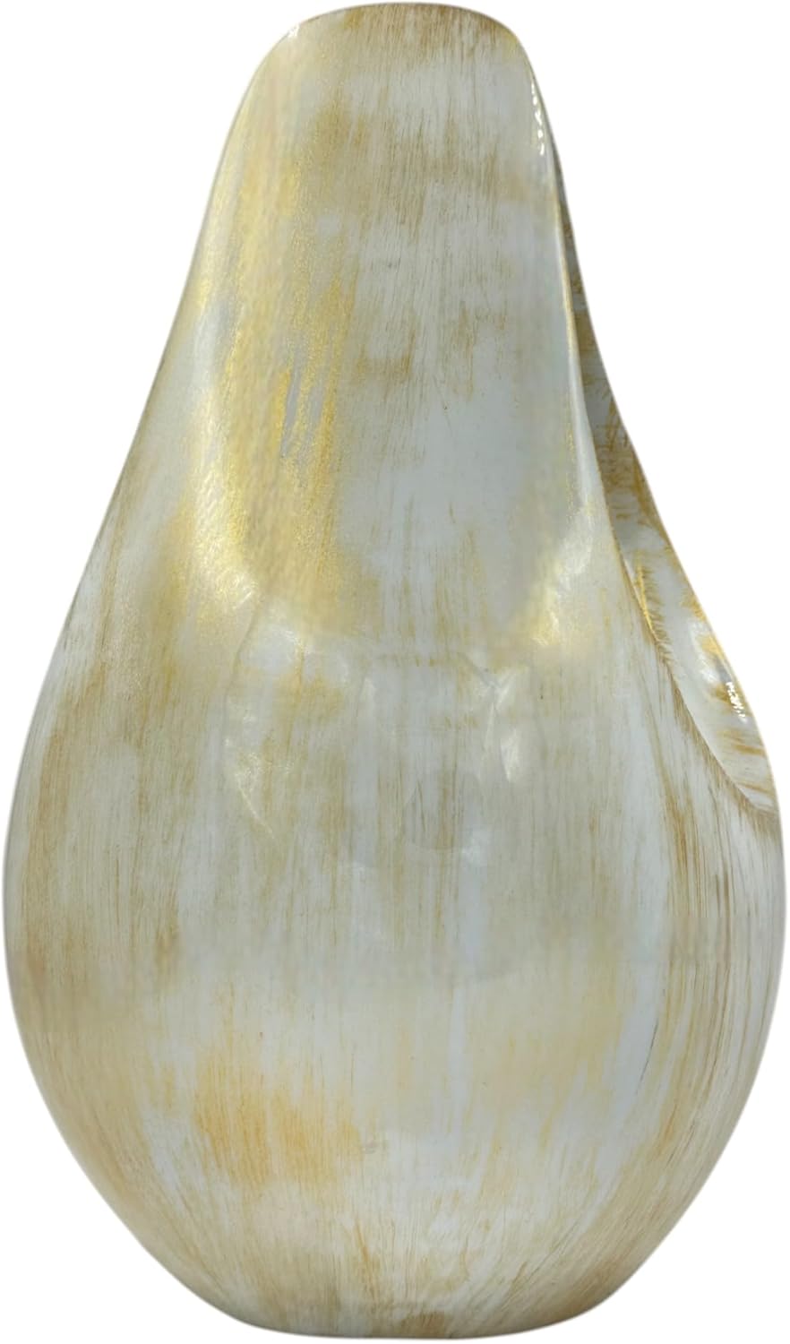 Modern Personalization Decorative Urn with Golden Heart - White and Gold Cremation Urn - Teardrop Shape Urn - Contemporary Style