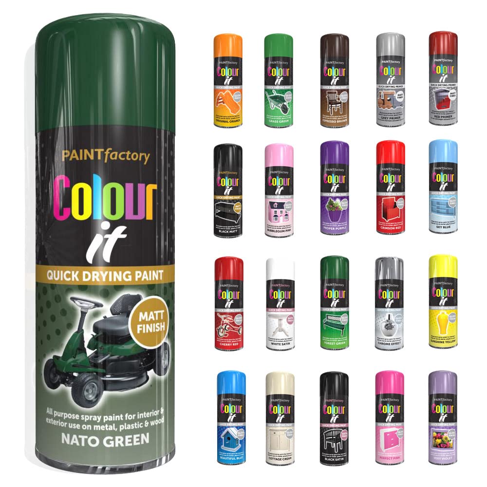 Schnazz Green Nato 1 X All Purpose Nato Green Aerosol Spray Paint 400Ml Fast Dry, Quick Drying Spray And Excellent Coverage For Wood, Metal, Plastic, Glass And More