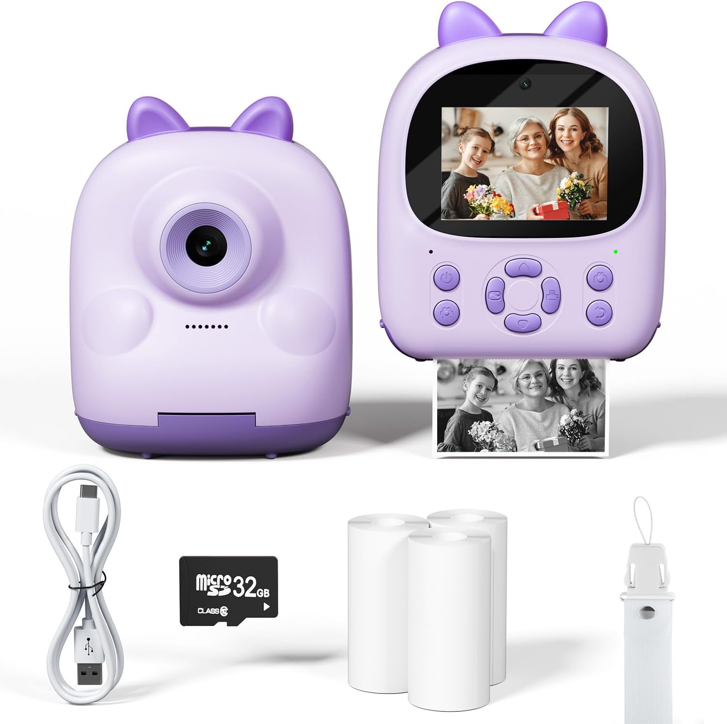 Kids Camera Instant Print, Kid Camera with Printer, Kids Digital Camera, Birthday Gifts for 10 Year Old Girl with Print Paper, Girls Toys for Toddler Ages