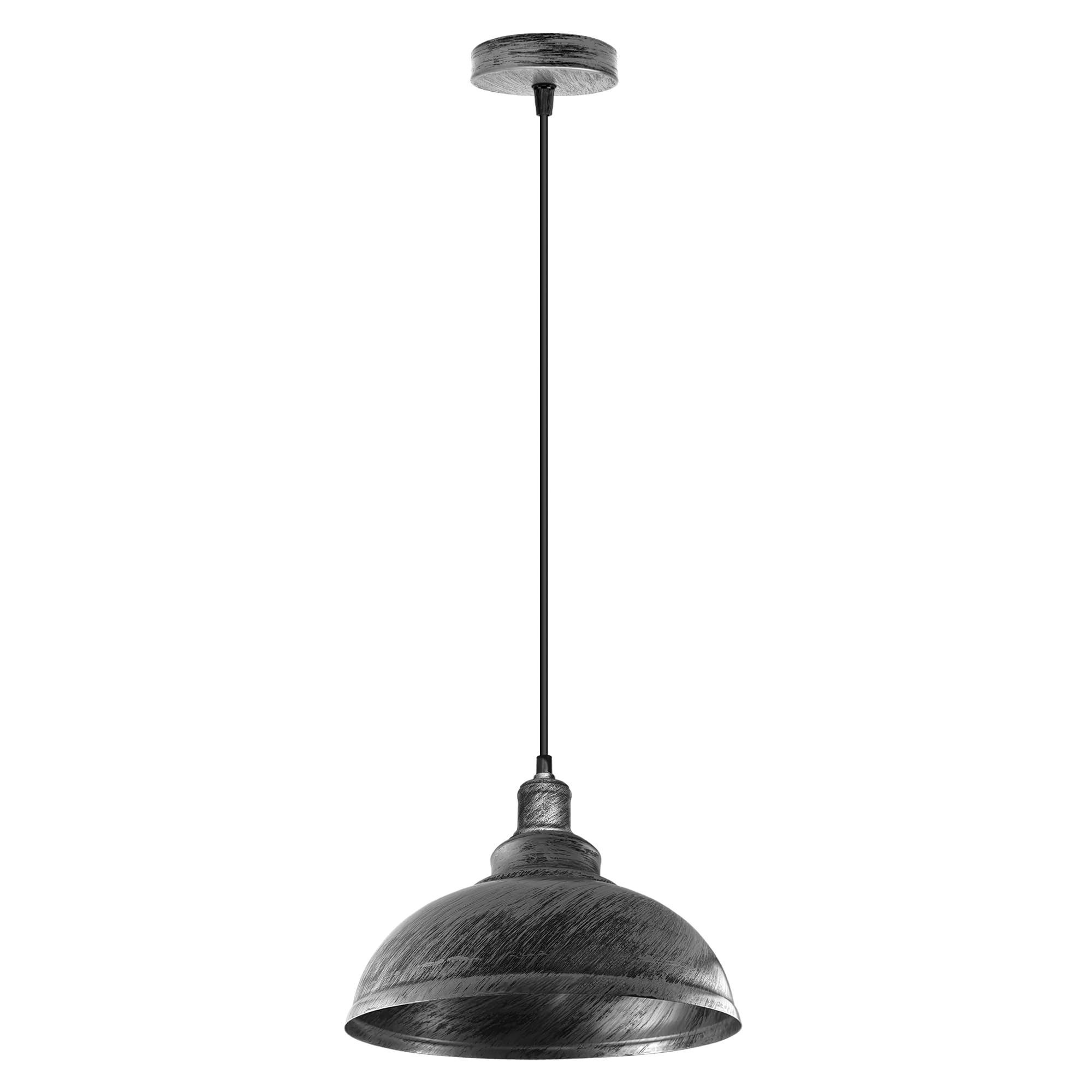 LEDSone Vintage 29cm Curvy Dome Pendant Light 95cm Adjustable Hanging Ceiling Fixture Metal Brushed Silver for Homes, Restaurants, Cafes, Bars, Offices and Stylish Spaces — image 1