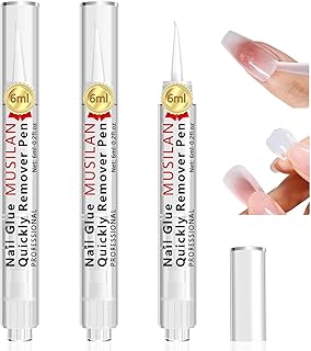 3 IN 1 Nail Glue Remover,3PCS 6ML Nail Glue Remover Pen For Press On Nails,Click Remove Pen Design,Click Glue Gel For Fake Nails Debonder Adhessive Not for Gel Polish Base Coat