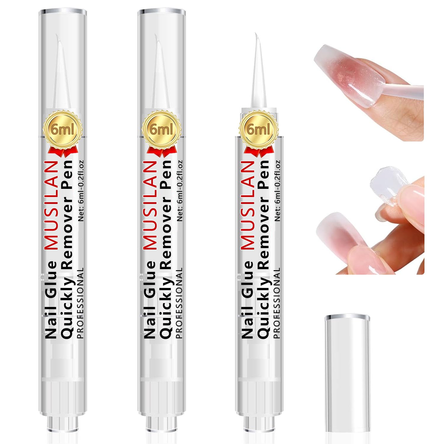 MUSILAN Nail Glue Remover for Press on Nails,3PCS 6ML Nail Glue Remover Pen