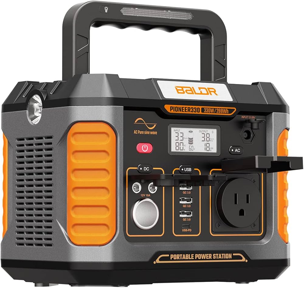 BALDR Portable Power Station 330W, 288Wh Emergency Backup Lithium