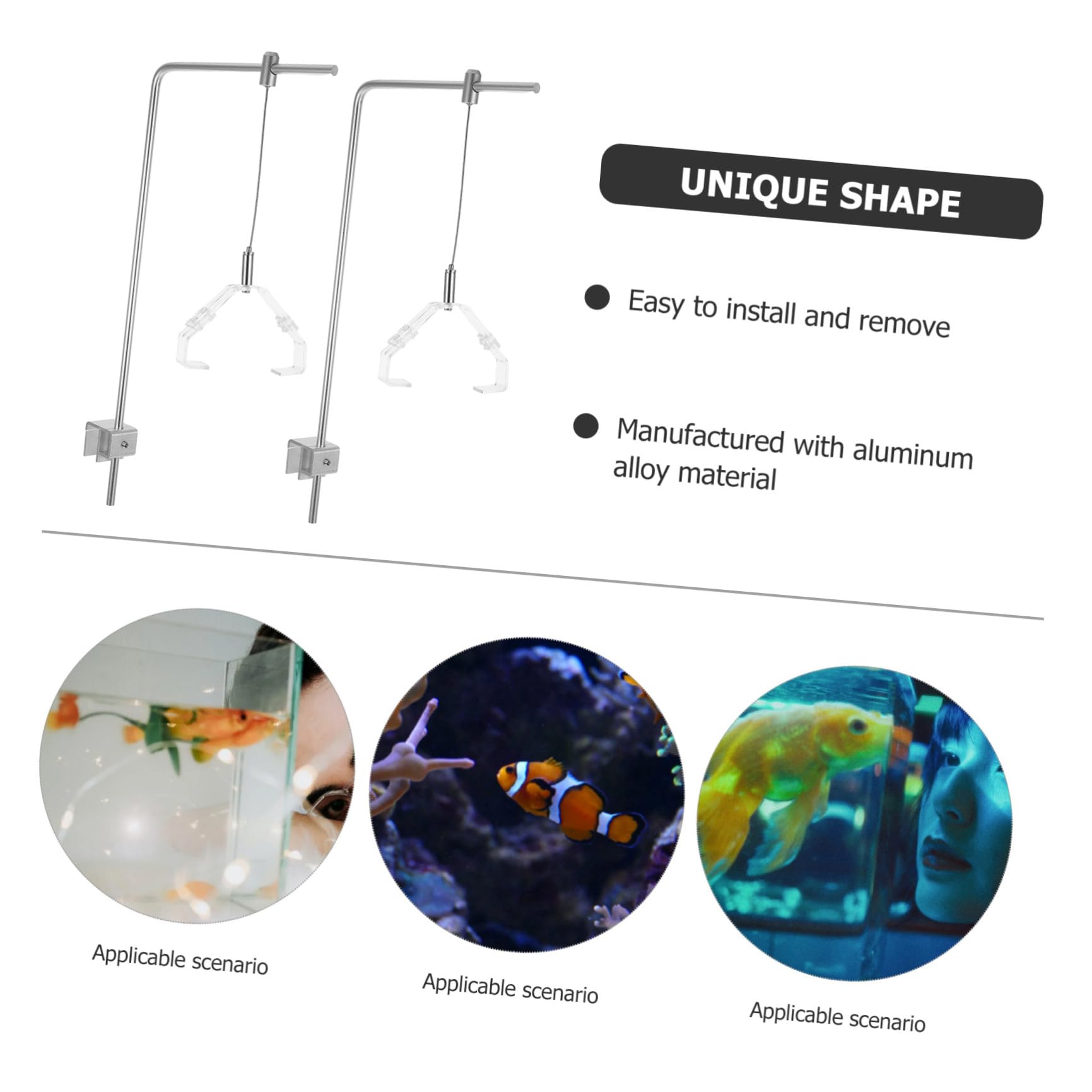Generic Soporte de Iluminación Ajustable para Peceras de Aleación de Aluminio, 2 Piezas de 25x40 Cm 4 Varillas y Pinzas Cristal para Acuarios de Agua Dulce y Salada, Accesorio Versátil